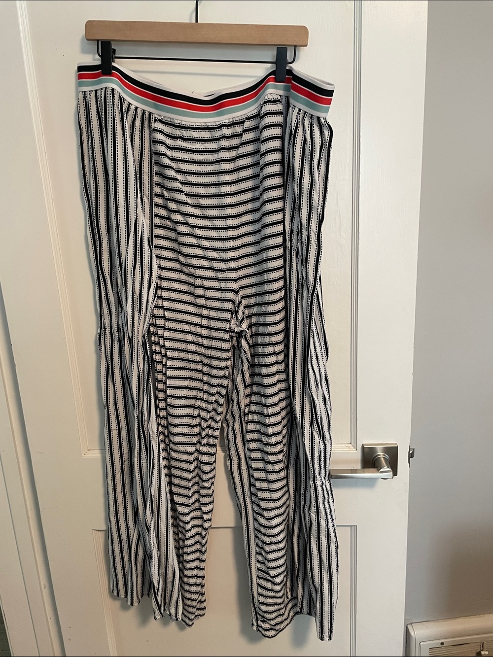 Swim by Cacique black and white front-slit wide-leg swim cover-up pants